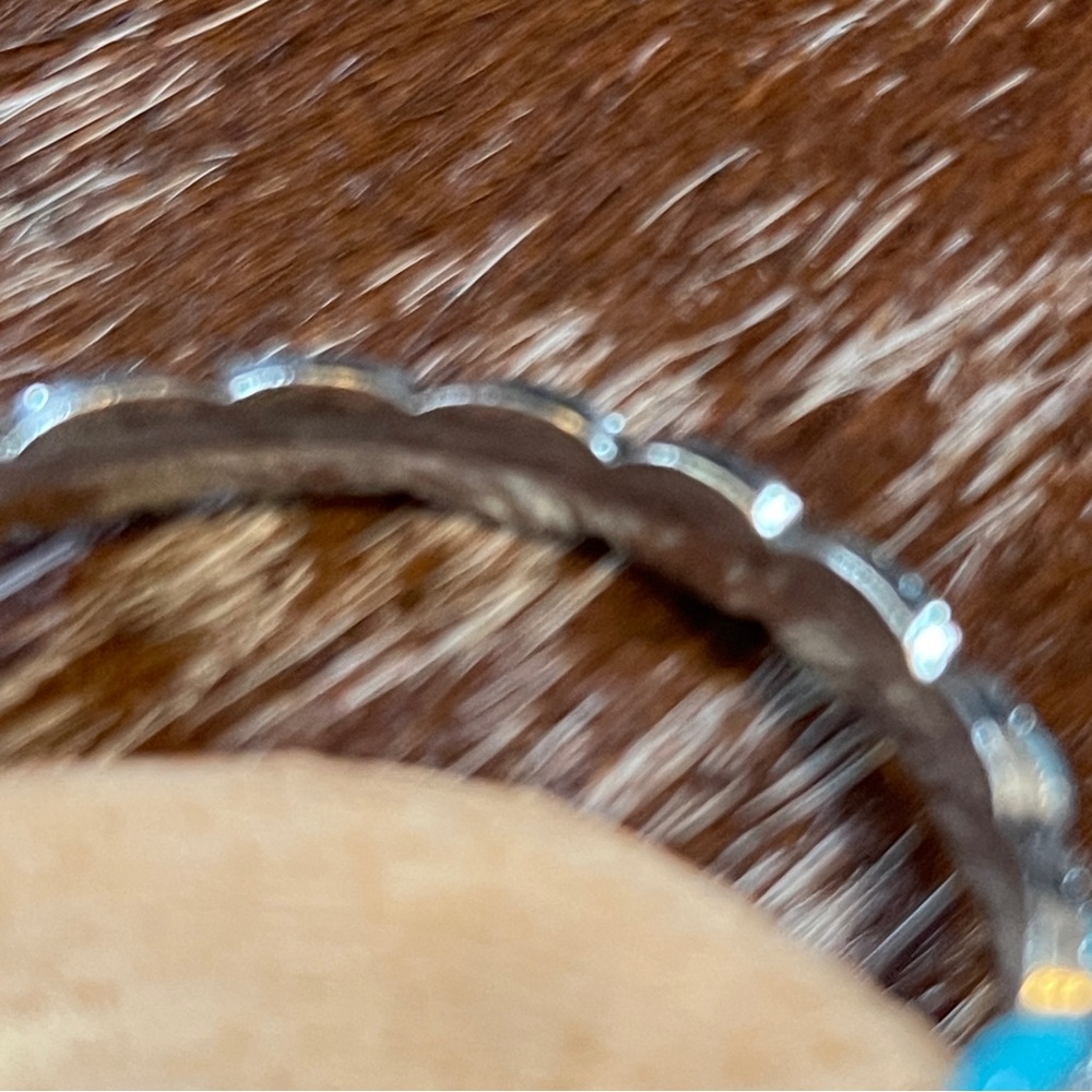 Turquoise‎ & Silver Large Hoop Earrings with Long Post for Western and Boho - Picture 8 of 9